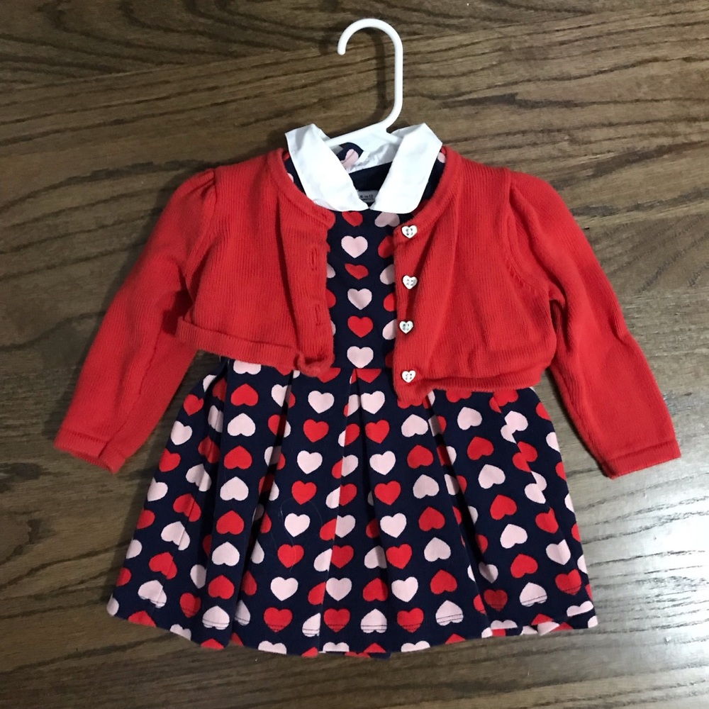 Janie & Jack heart print dress 6-12m